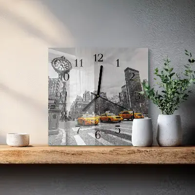 Decoratieve glazen klok vierkant Taxi