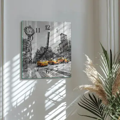 Decoratieve glazen klok vierkant Taxi