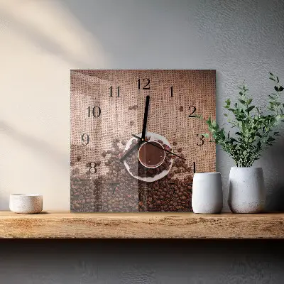 Vierkante glas klok Koffiebonen