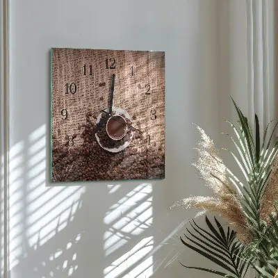 Vierkante glas klok Koffiebonen