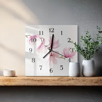 Moderne wandklok glas vierkant Magnolia