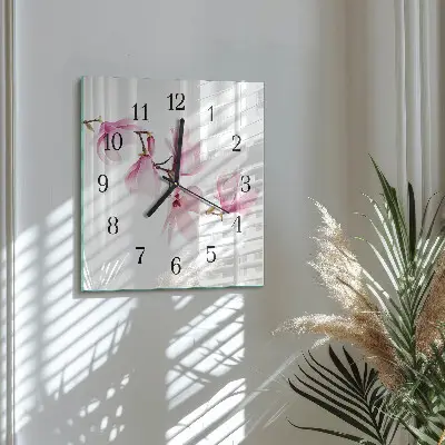 Moderne wandklok glas vierkant Magnolia