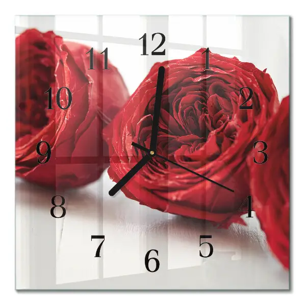 Moderne wandklok glas vierkant Bloemen