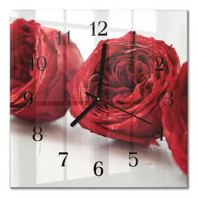 Moderne wandklok glas vierkant Bloemen