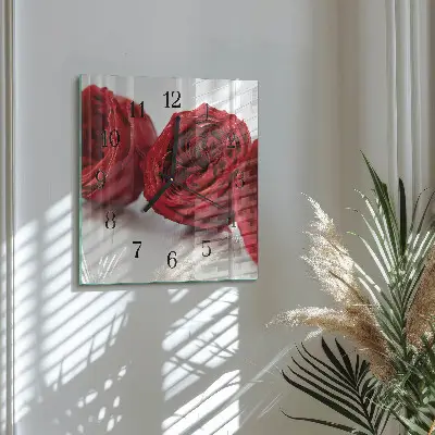 Moderne wandklok glas vierkant Bloemen