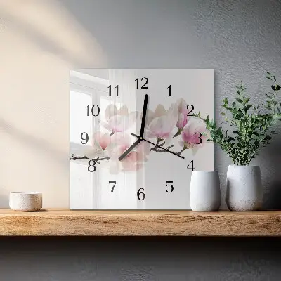 Vierkante glas klok Magnolia