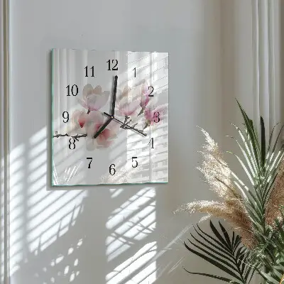 Vierkante glas klok Magnolia
