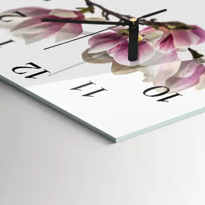 Vierkante glazen wandklok Magnolia
