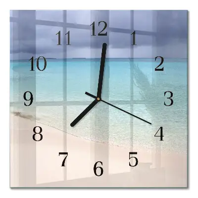 Moderne wandklok glas vierkant Strand