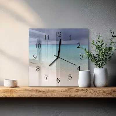 Moderne wandklok glas vierkant Strand