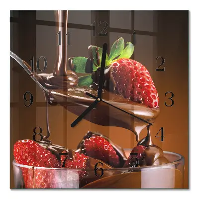 Vierkante glazen klok Aardbeien met chocolade