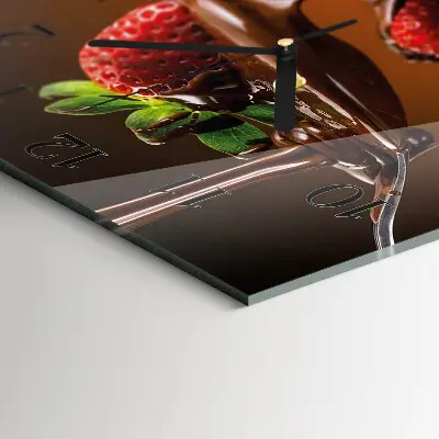 Vierkante glazen klok Aardbeien met chocolade