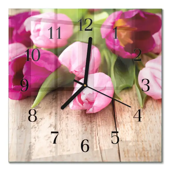 Decoratieve glazen klok vierkant Tulpen