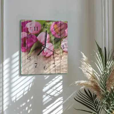 Decoratieve glazen klok vierkant Tulpen