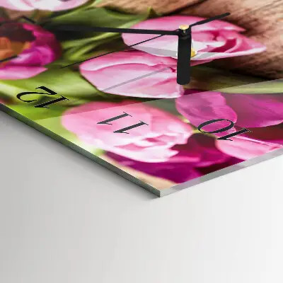 Decoratieve glazen klok vierkant Tulpen