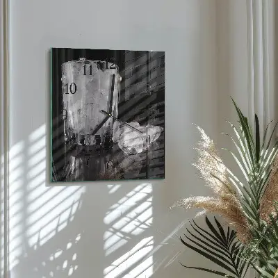 Vierkante glas klok Ijs
