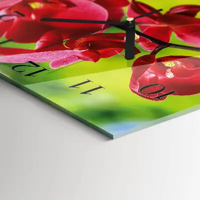 Moderne wandklok glas vierkant Orchidee