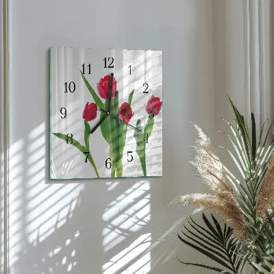 Vierkante glas klok Tulpen
