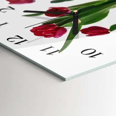 Vierkante glas klok Tulpen