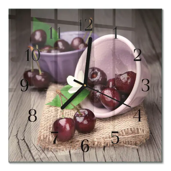 Decoratieve glazen klok vierkant Bourgondische kersen