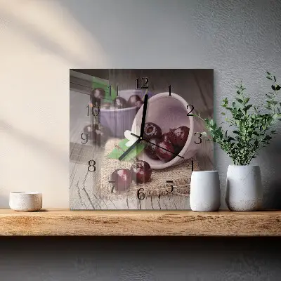 Decoratieve glazen klok vierkant Bourgondische kersen
