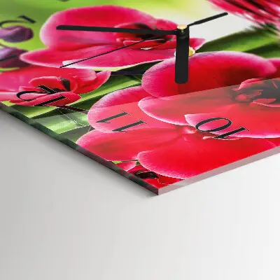 Vierkante glas klok Orchidee
