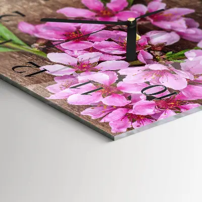 Vierkante glas klok Bloemen
