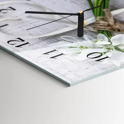 Moderne wandklok glas vierkant Een boeket bloemen