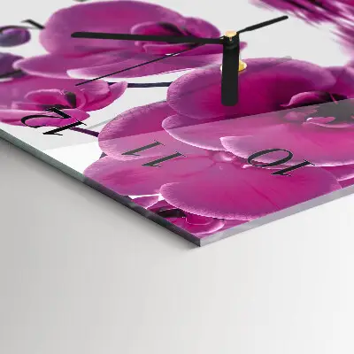 Vierkante glas klok Orchidee