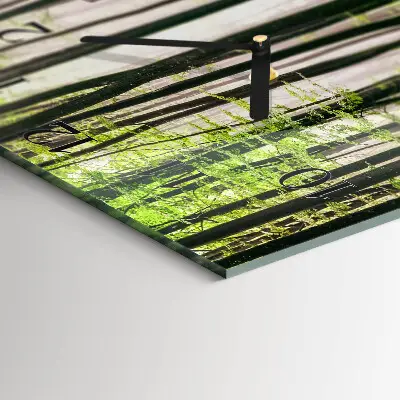 Vierkante glazen wandklok Woud