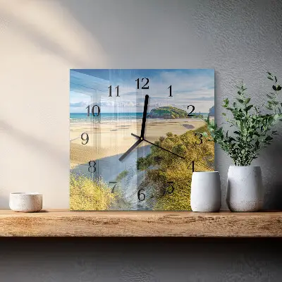 Moderne wandklok glas vierkant Strand