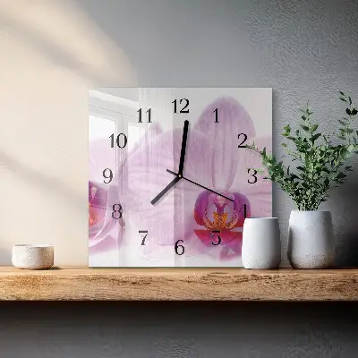 Decoratieve glazen klok vierkant Orchidee