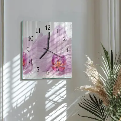 Decoratieve glazen klok vierkant Orchidee