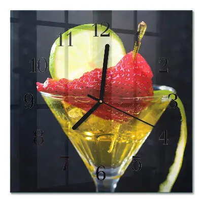 Vierkante glazen wandklok Cocktail