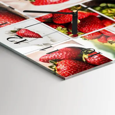 Moderne wandklok glas vierkant Aardbeien