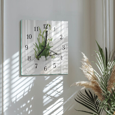Moderne wandklok glas vierkant Sneeuwklokje