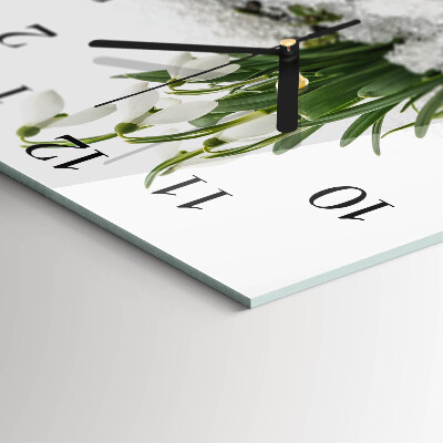 Moderne wandklok glas vierkant Sneeuwklokje