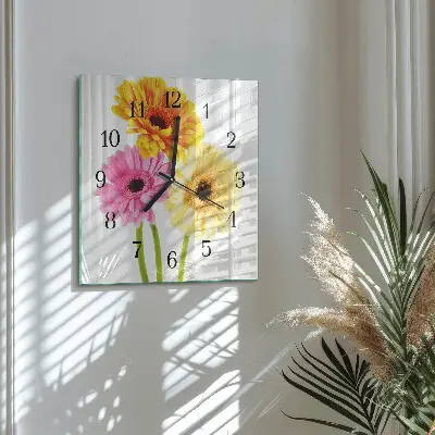 Vierkante glazen klok Bloemen