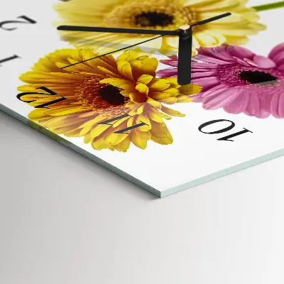 Vierkante glazen klok Bloemen