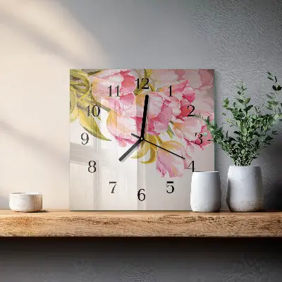 Vierkante glazen wandklok Aquarellen