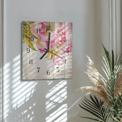 Vierkante glazen wandklok Aquarellen