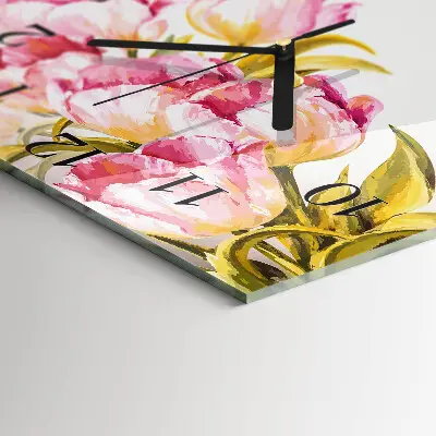 Vierkante glazen wandklok Aquarellen