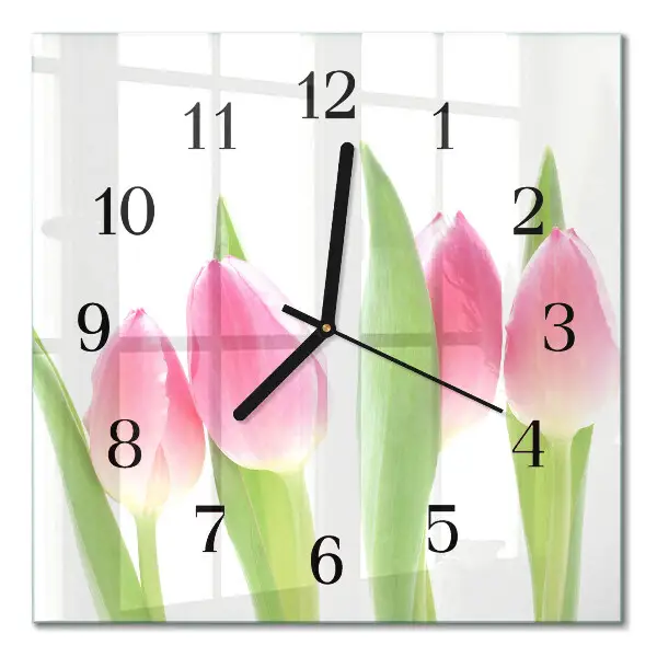Decoratieve glazen klok vierkant Tulpen