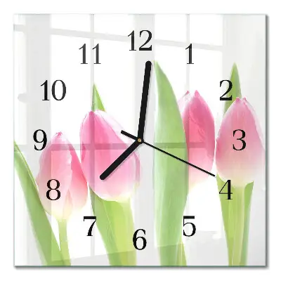 Decoratieve glazen klok vierkant Tulpen
