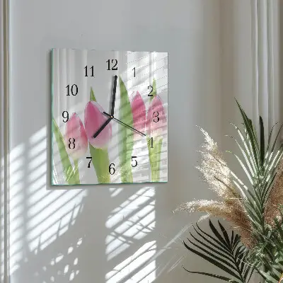 Decoratieve glazen klok vierkant Tulpen