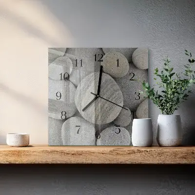 Vierkante glazen wandklok Stenen