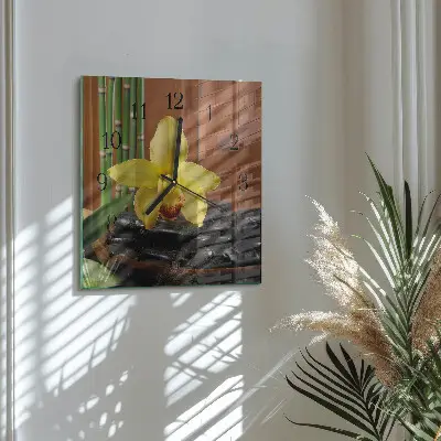 Vierkante glazen klok Bamboe-orchidee