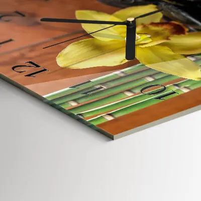 Vierkante glazen klok Bamboe-orchidee