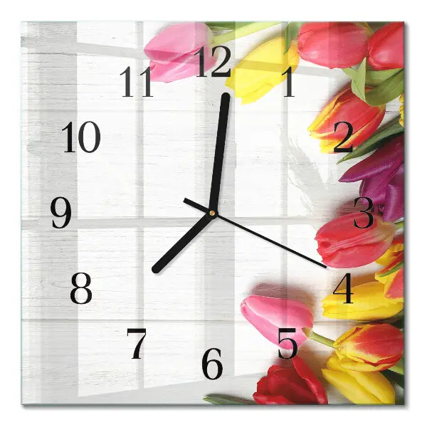 Vierkante glazen klok Tulpen