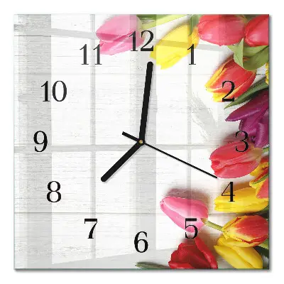 Vierkante glazen klok Tulpen